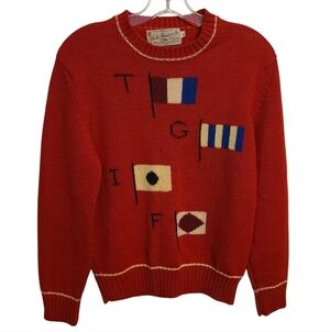 Archie Brown & Son | Women's Red Vintage Cropped Wool Sweater (Size Small)